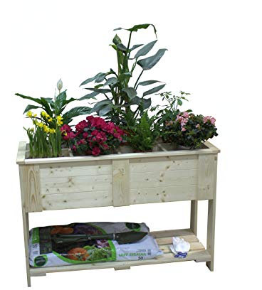 DB solides Hochbeet aus Fichtenholz Blumenkasten Pflanzkasten Gewächshaus Kräuterbeet Frühbeet Pflanzkübel Blumentopf (116 x 48 x 78 cm, mit Fächern)