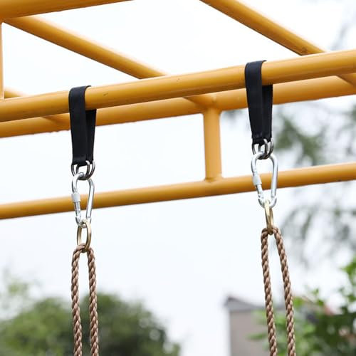 AIBAOBAO 2 PCS Adjustable Tree Swing Straps with 2 PCS Zinc Alloy Carabiners Holds up 1000 lbs, Hammock Straps Kit for Tree Swing Seat, Hammock, Plank (Black, 25CM)