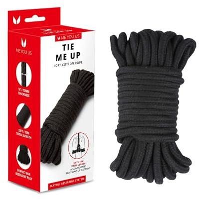 Me You Us – Tie Me Up-Bondage-Seil – 10 Meter Länge (10 mm Dicke) – weiches Baumwollseil, perfekt für Bondage-Spiele (schwarz, 10 Meter)