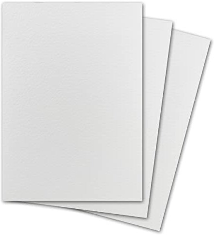 50 Stück DIN A5 Karton gehämmert - Farbe: Weiss - 14,8 x 21 cm - 250 Gramm pro m² - Einzelkarte ohne Falz - Ideal zum Basteln, Scrapbooking, Grußkarte