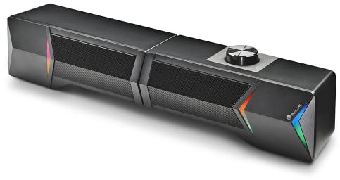 NGS GSX-B1200 - Barre de Son Gaming 2.0, Design Détachable 2 en 1, Alimentation 12W, Lumières RVB, Compatible avec la Technologie Bluetooth 5.0 + Entrée Jack