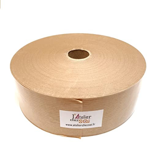 Rouleau Kraft Gommé Brun Vergé 48mm x 200m Bande Papier kraft Pré-encollé L'Atelier Chez Soi