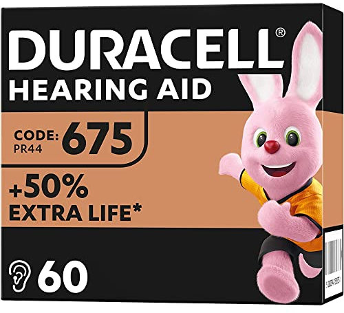 Duracell Hearing Aid Batteries Size 675, Pack of 60