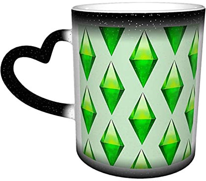 ZGMJ Keramik Kaffeetasse mit Farbwechsel, 330 ml, Plumbob Tasse mit Farbwechsel, wärmeempfindlich, Kaffeetasse