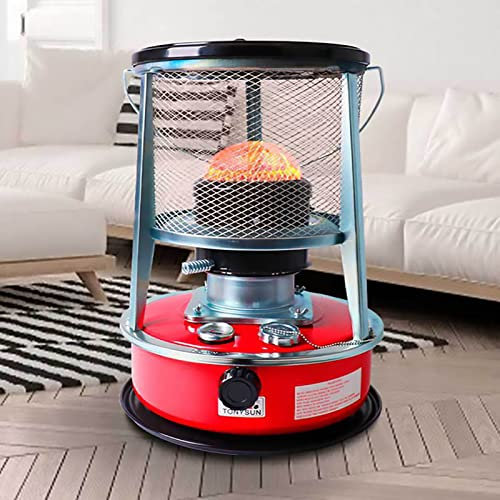Poele A Petrole D'intérieur,Chauffage à pétrole Chauffage Mobile sans Électricité À L'intérieur,avec 2 mèche de rechange,pour jusqu'à 18 m² (Rouge)