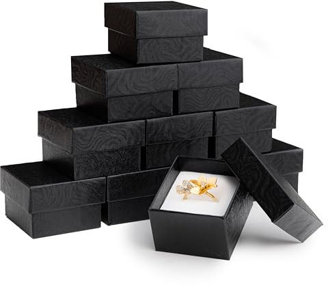 Schmuck-Geschenk-Box, 50 Stück, Papp-Geschenkboxen mit beflocktem Schaumstoff-Ringschlitz, kleine Schmuckschatullen für Geschenke, Ring, Ohrringe, Schmuckschatulle für Weihnachtsgeschäfte, 5,1 x 4,4 x