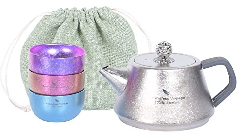 Boundless Voyage Titanium Tea Pot Coffee Kettle with Filter Lightweight Single Layer Kettle Jug Kettle for Stove Top Ti3115D