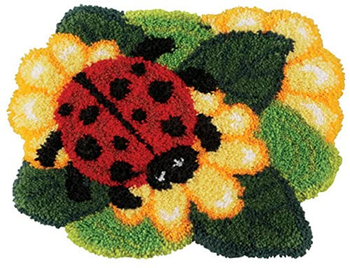 YOOTOM Kit de Alfombra de Gancho Navidad,pestillo alfombra hacer tapices, DIY Kit de Punto de Cruz Fabricación, Latch Hook Rug Making Kits 52x38cm