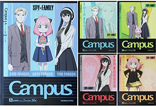 KOKUYO Campus Notizbuch, Dot A, 7 mm, liniert, Semi-B5, 30 Blatt, 30 Zeilen, 5 Stück, Spy x Family Limited Edition, Japan Import (GRNO-SFA11946901)