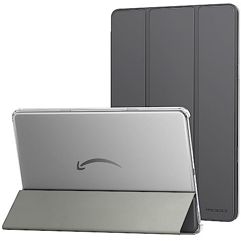 MoKo Hülle für Amazon Fire Max 11 Tablet (13. Generation, 2023) 11, Dünne Leichte PU Leder Tablet Hülle für Kindle Fire 11 Tablet Transluzente PC Rückseite mit Auto Schlaf/Aufwach, Space Grau