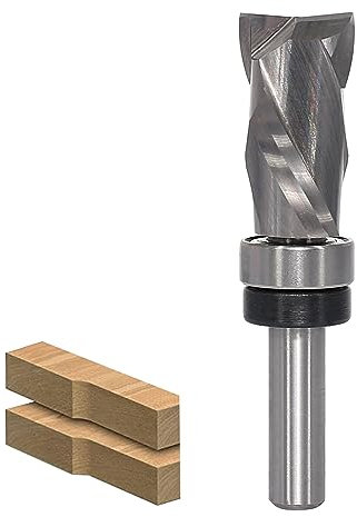 AKYLIN Spiral Bündigfräser 8mm Schaft,Up&Down Kompressions Cut Spiralfräser Fräser für Oberfräse,16 mm Schnittdurchmesser,32 mm Schnittlänge,Spiralgenutet Unten Kugellager Holzfräser