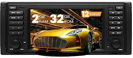 Kymmtun Android 12 Car Stereo para BMW X5 E53 E39 Pantalla táctil de 7 Pulgadas (2GB + 32GB) Wireless Carplay con 4G + WiFi/GPS/USB/FM/Am/DSP/Bluetooth Manos Libres Control de Volante Android Auto.