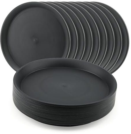 JAPCHET 20 Pack 25cm Black Plant Pot Saucer, 10 Inch Plastic Potting Drip Trays, Plant Pot Saucer Trays for Garden