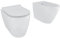 Coppia Sanitari Filomuro Filo Muro Filo Parete Vaso WC E Bidet Design Moderno In Ceramica Con Copriwater Chiusura Soft Close Chiusura Rallentata Colore Bianco