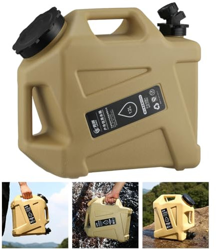Starnearby Bidon d'eau avec Robinet 10L-25L, Réservoir d'eau Potable, Jerrican Alimentaire Camping, Conteneur d'eau sans BPA avec Robinet Amovible pour Camping, Randonnée, Barbecue, Pêche (12L Kaki)