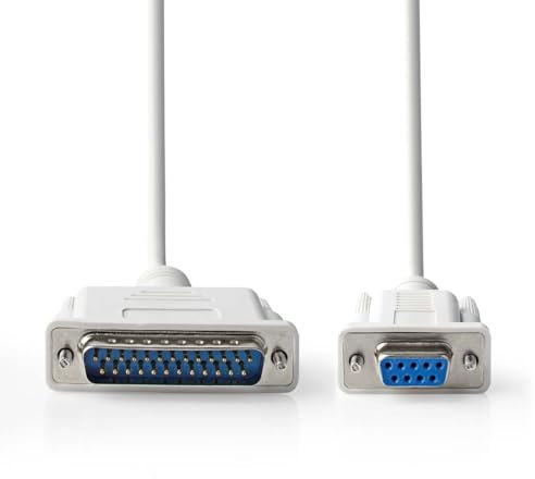 Nedis Serielles Kabel - D-Sub 25-Pin Stecker - D-SUB 9-Pin-Buchse - Vernickelt - 2.00 m - Rund - PVC - Elfenbein - Label