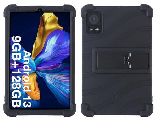 FKQLH Case for Doogee T20 Mini, Adjustable Soft Silicone Kids Friendly Protective Cover for Doogee T20 Mini 8.4 Inch, Black