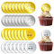 Happy Father’s Day Cupcake Toppers 32PCS Round Mirror Engraved Cake Topper Cupcake Decorations for Birthday Party