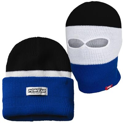 PGWear Mütze und Sturmhaube Troublemaker 2 in 1 Unisex schwarz weiß blau