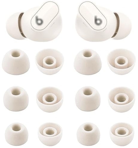 BLUEWALL Ohrstöpsel kompatibel mit Beats Studio Buds +, S/M/L, 3 Größen, weiche Silikon-Ohrstöpsel, 6 Paar, elfenbeinfarben