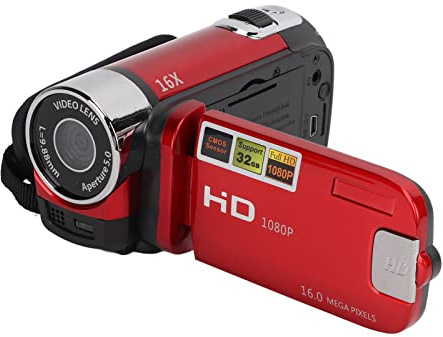 Video Camera Camcorder Full HD 1080P 16MP Camera Recorder 270¡ã Rotation 2. 7 Inch Color Screen 16X Zoom Digital Camcorders (Red)