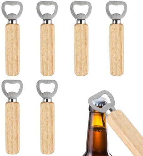 6 abridores de botellas de cerveza personalizados con mango de madera, abrebotellas de camarero, abridor de cerveza portátil creativo, abridor de botellas de cerveza grabado de madera para cerveza,