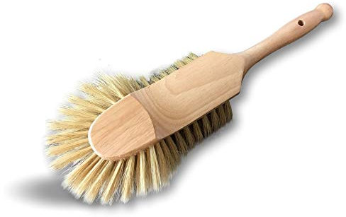 Lot de 3 brosses balayettes boulangères | 1/2 tête | Bois Blanc Verni | Soie Blanche Sortie 40 mm | Four Boulanger pâtissier Alimentaire Pain Pizza | Kibros 1LOTBOUL2b
