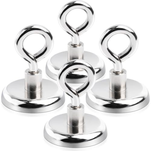 FPMYB 4 Stück Magnethaken Extra Stark Magnet Haken 36mm Neodym Magnethaken, Magnetische Haken Ösenmagnet Magnet mit Haken für Kreuzfahrt Grill BBQ Küche Kühlschränke Gadgets Eisentüren Büro