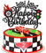 Gyufise 1Pc Race Car Happy Birthday Cake Topper Glitter Checkered Flag Cake Decorations for Racing Car Theme Party Supplies Black