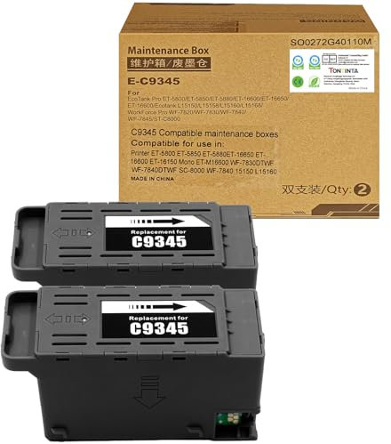 TONTINTA C9345 C12C934591 Remanufactured Wartungsboxen Abfalltintenpatronen für Drucker ET-5800 5850 5880 ET-16650 16600 16150 Mono ET-M16600 WF-7830DTWF Pro WF-7840DTWF SC-8000 (2 Pack)