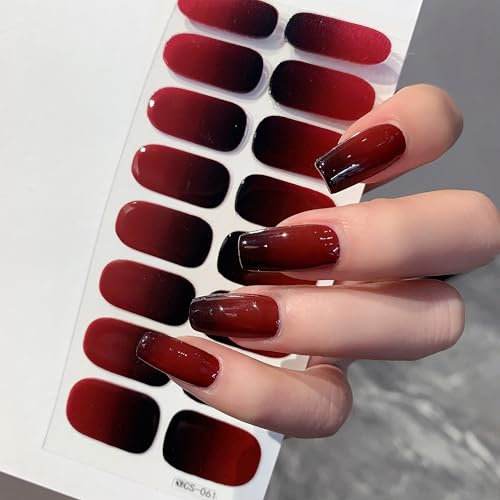 Nagelfolien Selbstklebend Schwarz Rot Gradient | 16Stk Nagel Sticker Nagelaufkleber DIY | Glitzer Nail Art Sticker für Damen Mädchen | Elegantes Nageldesign Maniküre Dekoration (Rot Farbverlauf)