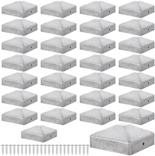 SHUESS 30pcs Silver Fence Post Caps 71 x 71 mm