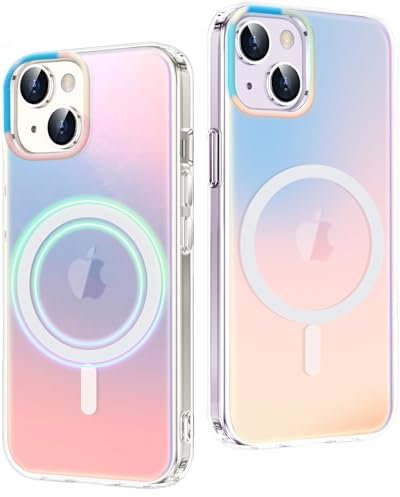 2Buyshop Handyhülle für iPhone 14 Hülle für Mag-Safe Stoßfeste Kratzfeste Holografisch Irisierend Robust PC Schutzhülle für iPhone 14 Hülle mit Farbwechsel Effekt Matt iPhone 14 Case Cover 6,1 Zoll