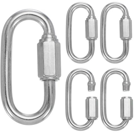 PATIKIL M5 Quick Link Chain Connector, 5 Pcs 3/16 304 Stainless Steel Locking Quick Chain Repair Links for Towing Swing Outdoor Equipment, 648 lbs Capacity