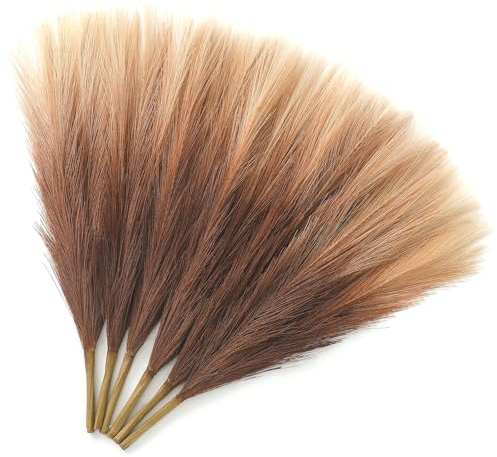 Serwalin Erba della pampa marrone sfumata, 45 cm, 6 pezzi di erba finta della pampa, erba artificiale della pampa per decorazione di tavoli di nozze