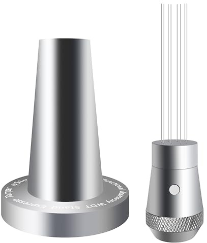 NEOUZA Coffee WDT Tamper Aluminum Multifunctional Espresso Accessories, Built-in Magnet, 0.4mm 8 Stainless Needles, WDT Holder with Ripple Base (Silver, 51mm)
