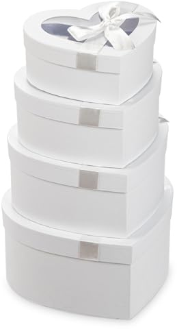 Oairse 4er-Set Geschenkbox Herzform Aufbewahrungsbox mit Deckel Geschenkschachtel Karton Blumenbox Ordnungsboxen Geschenkbox Karton Schmuckschachtel Geschenkbox Geburtstag muttertagsgeschenk