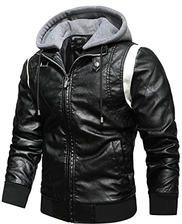 Chaqueta de moto hombre homologado con protección Plus moto chaqueta de cuero otoño forro cálido moto invierno chaqueta cuero hombre negro Biker cuero con capucha invierno chaqueta moto abrigo moto
