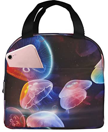 Thermo-Lunch-Tasche mit buntem Quallen-Druck, auslaufsicher, wiederverwendbar, für Erwachsene und Kinder