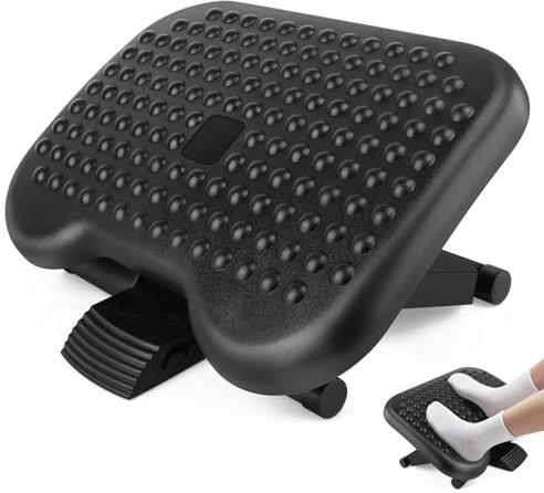 QOUBNIC Reposapies de Oficina, Reposapies Grado de Inclinación -30 para +30, Reposa pies Ajustable en 3 Alturas, Reposapiés Ergonómico para Oficina, Hogar, Viajes
