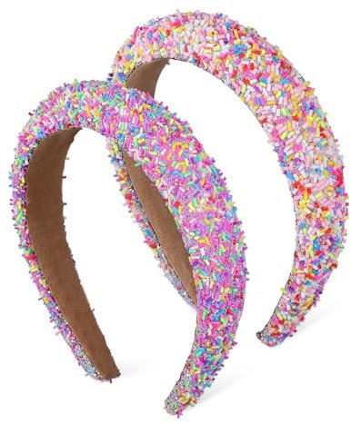 CLISPEED 2pièces Bandeau Femme Épais à Paillettes Rembourré Style Bonbon Pour Cheveux Accessoire