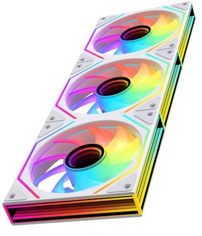 Jungle Leopard Prism6MAX-X3 RGB PC Ventilateur 120MM 3er Pack[Trois miroirs infinis à côté][HDB]58.36CFM/1850RPM/28LEDs 5V3PIN ARGB et 12V4PIN PWM Ventilateur (Blanc)