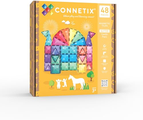 CONNETIX Magnetbausteine Glitzer Schloss Paket, 48 Stück