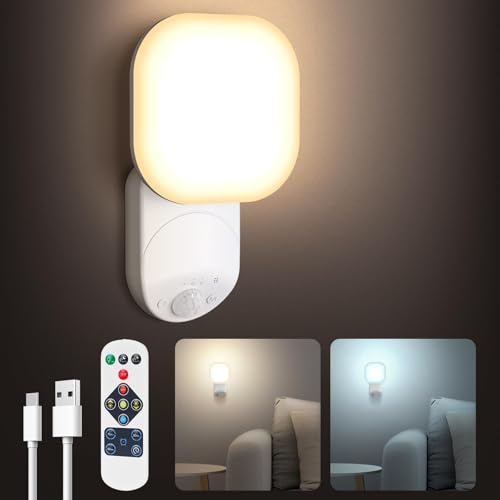 Bawoo Luz led con sensor de movimiento,Aplique pared interior,5700K,3 Temperaturas,Luz led recargable,para Pasillo,Escalera,Sótano, Dormitorio,Baño,Garaje,Balcón