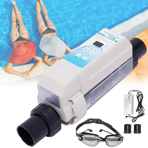 PxkVrin Cloratore di Sale, di clorazione di Acqua salata per Piscine, Wi-Fi Integrato e Controllo remoto Tramite App, 85 m³/20 g/h, per Piscina, Vasca idromassaggio. Sale. EC12