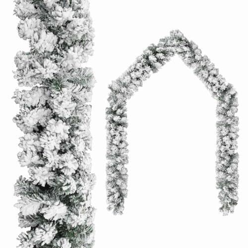 Ghirlanda di abete, 5 metri, in PVC, decorazione natalizia, per interni ed esterni, verde, neve, decorazione natalizia per albero di Natale, scale, decorazioni natalizie