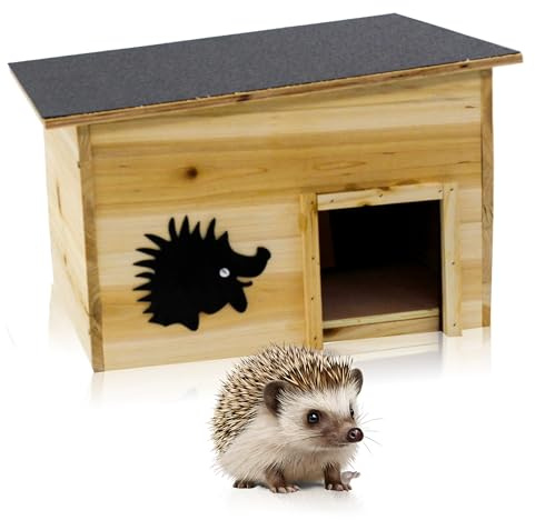 Muntel Igelhaus,Bausatz,IgelbaumitBoden,Rattenklappe,Labyrintheingang,Igelschutzhaus,Winterquartier,Wetterbeständig, Holz, 40x32x24 cm
