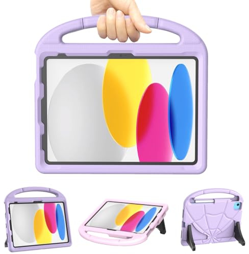 TrendGate Kids Case for iPad A16 11th/10th Gen 2025/2022 - Light Purple | 10.9''/11'' Case, Lightweight, Shockproof, Soft, EVA, Handle Stand, Pencil Holder, iPad Air 6/Air 5/Air 4 Gen, iPad Pro 11