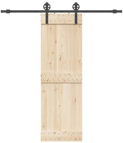 Runheo Schiebetürbeschlag-Set 200 cm Stahl Schwarz, pulverbeschichtete Gleitschiene, Türstopper und Bodenführung, für Zimmertür, Wohnzimmertür, Montage, Ersatzteil, Einbruchschutz, Sicherheit