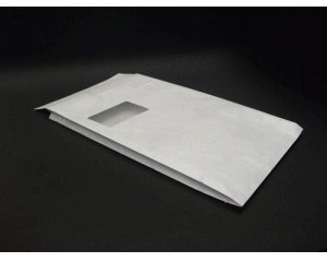 Blanke Faltentaschen Tyvek C4 Falte 20mm 75g/qm HK Fenster VE=100 St. weiß